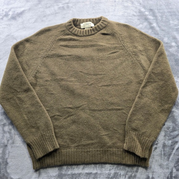 J.Crew Other - J.Crew Sweater XL Olive Brown Mens Regular Fit 100% Wool Raglan Crewneck Knit